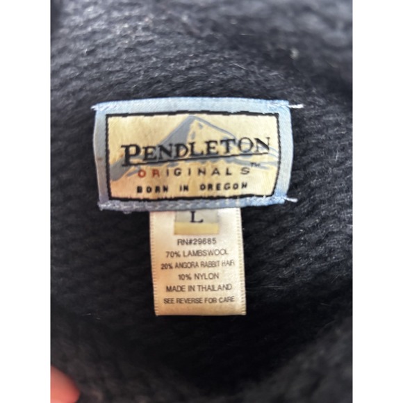 Pendleton Black Women's L Large Lambs Wool Knit Button Up Cardigan Heritage Knit - Picture 4 of 4